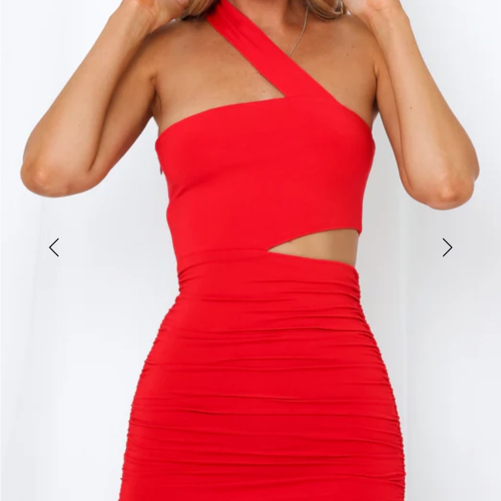 Hello Molly Red One-Shoulder Dress NWT